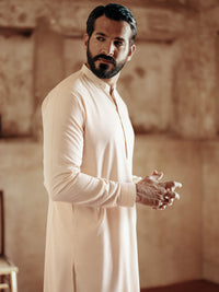 Cream Blended Kameez Shalwar - AL-KS-3051