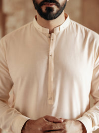 Cream Blended Kameez Shalwar - AL-KS-3051