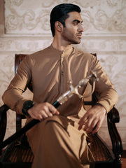 Brown Blended Kameez Shalwar - AL-KS-3052 - Almirah Online