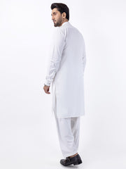 White Blended Kameez Shalwar - AL-KS-3054 - Almirah Online