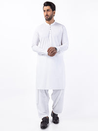 White Blended Kameez Shalwar - AL-KS-3054