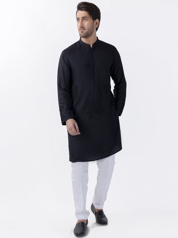 Black Blended Kurta - AL-K-1168C