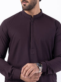 Dark Brown Blended Kameez Shalwar - AL-KS-3056