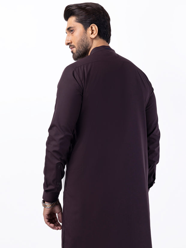 Dark Brown Blended Kameez Shalwar - AL-KS-3056 - Almirah Online