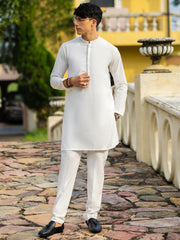 Off White Cotton Kurta Trouser - AL-KT-3057