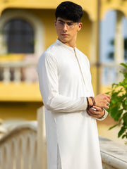 Off White Cotton Kurta Trouser - AL-KT-3057