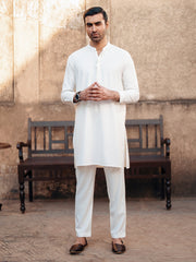 White Blended Kurta Trouser - AL-KT-3062 - Almirah Online