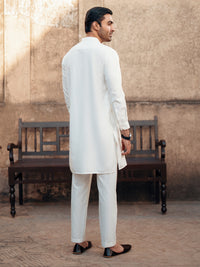 White Blended Kurta Trouser - AL-KT-3062