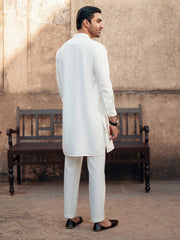 White Blended Kurta Trouser - AL-KT-3062 - Almirah Online