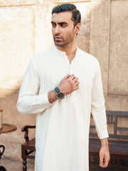 White Blended Kurta Trouser - AL-KT-3062 - Almirah Online