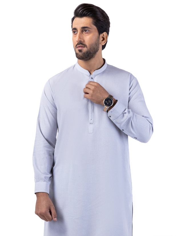 Ash Grey Blended Kameez Shalwar - AL-KS-3063 - Almirah Online