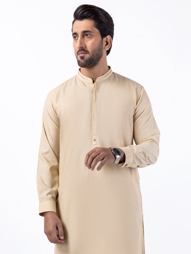 Beige Blended Kameez Shalwar - AL-KS-3064B - Almirah Online