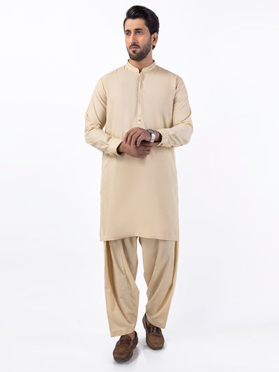 Beige Blended Kameez Shalwar - AL-KS-3064B - Almirah Online