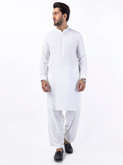 White Blended Kameez Shalwar - AL-KS-3067 - Almirah Online