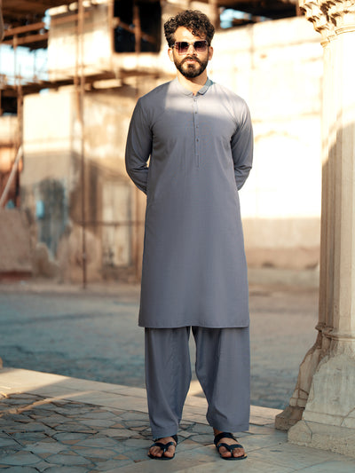 Grey Blended Kameez Shalwar - AL-KS-3068 - Almirah Online