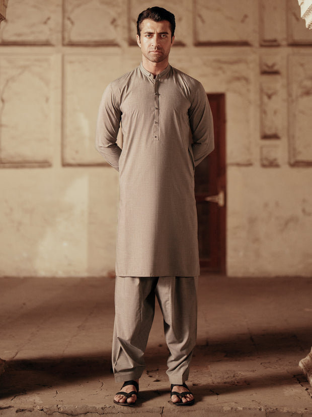 Sage Green Blended Kameez Shalwar - AL-KS-3070A - Almirah Online