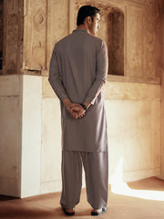 Ash Grey Blended Kameez Shalwar - AL-KS-3070B - Almirah Online