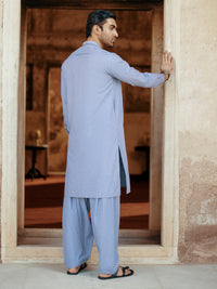 Blue Blended Kameez Shalwar - AL-KS-3071A