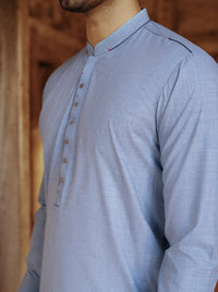 Blue Blended Kameez Shalwar - AL-KS-3071A