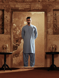 Blue Blended Kameez Shalwar - AL-KS-3071A