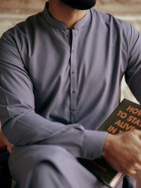 Grey Blended Kameez Shalwar - AL-KS-3073