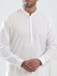 White Blended Kameez Shalwar - AL-KS-3075A