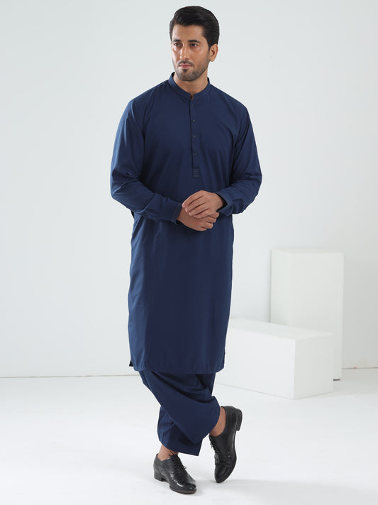 Blue Blended Kameez Shalwar - AL-KS-3075B - Almirah Online