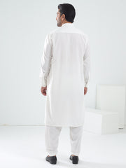 White Blended Kameez Shalwar - AL-KS-3075A - Almirah Online