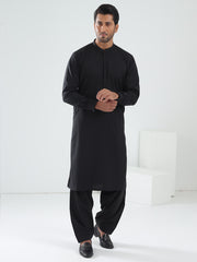 Black Blended Kameez Shalwar - AL-KS-3075C - Almirah Online