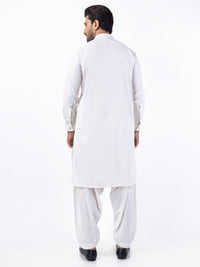 Off White Blended Kameez Shalwar - AL-KS-3076
