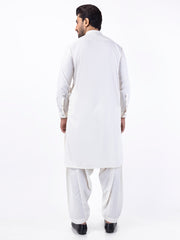 Off White Blended Kameez Shalwar - AL-KS-3076 - Almirah Online