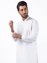Off White Blended Kameez Shalwar - AL-KS-3076