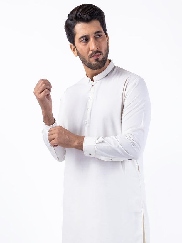 Off White Blended Kameez Shalwar - AL-KS-3076 - Almirah Online