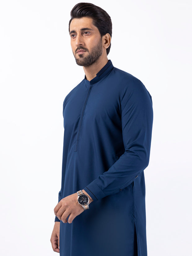 Blue Blended Kurta Trouser - AL-KT-3079 - Almirah Online