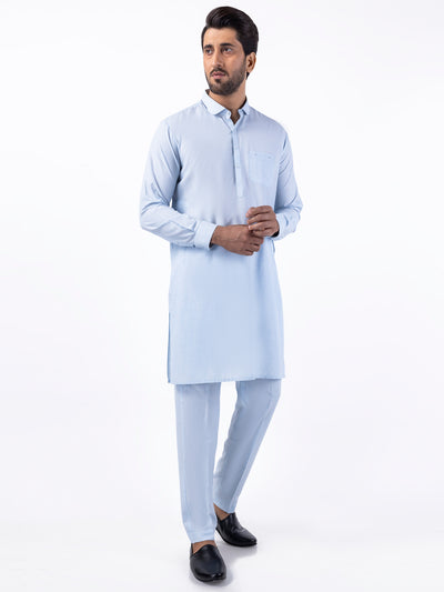 Light Blue Blended Kurta Trouser - AL-KT-3080 - Almirah Online