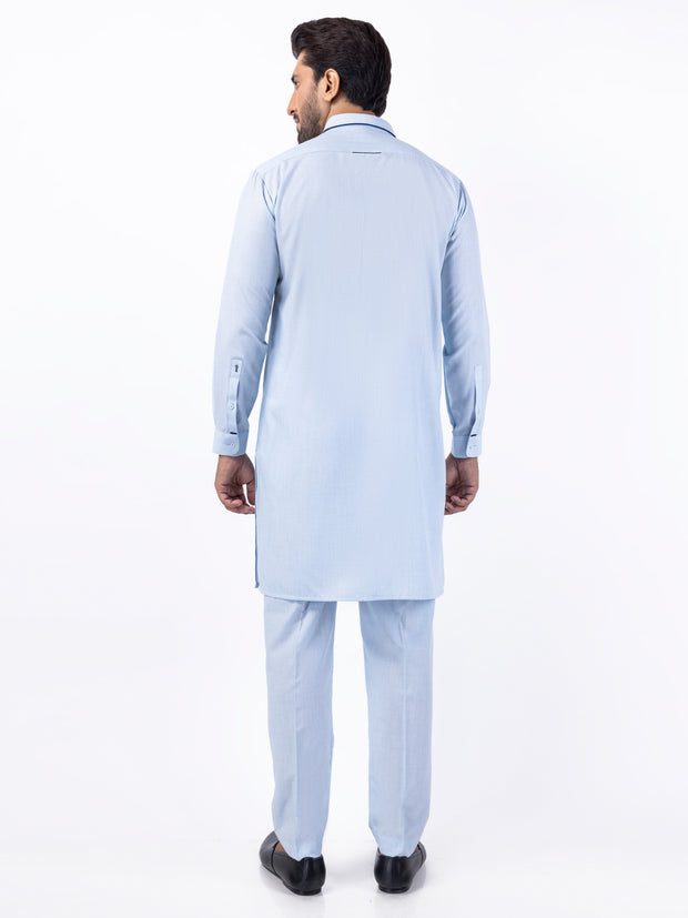 Light Blue Blended Kurta Trouser - AL-KT-3080 - Almirah Online