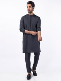Charcoal Blended Kurta Trouser - AL-KT-3081