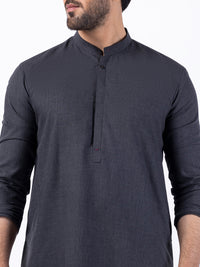Charcoal Blended Kurta Trouser - AL-KT-3081