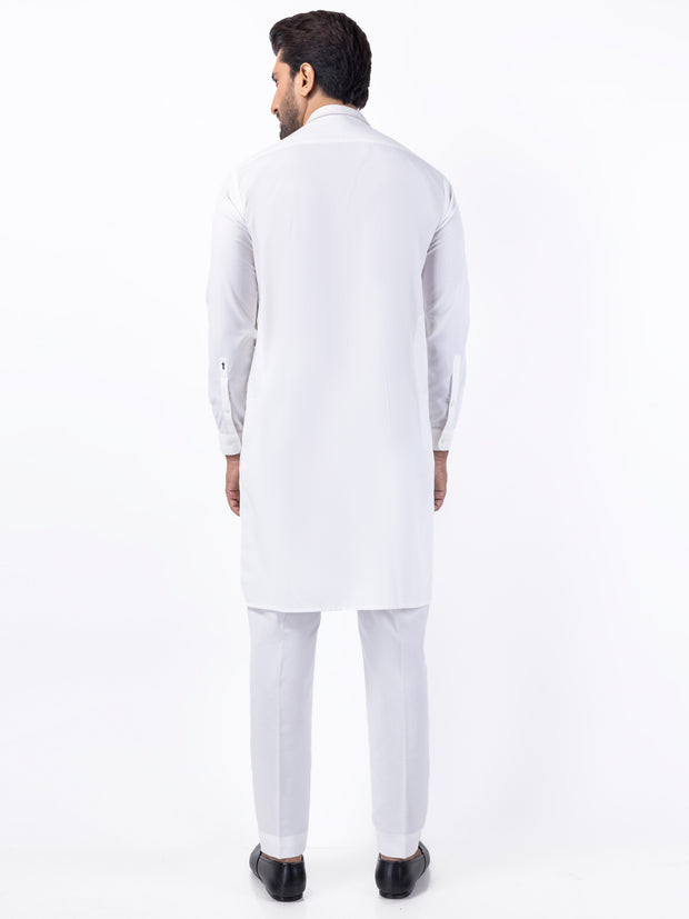 White Blended Kurta Trouser - AL-KT-3082 - Almirah Online