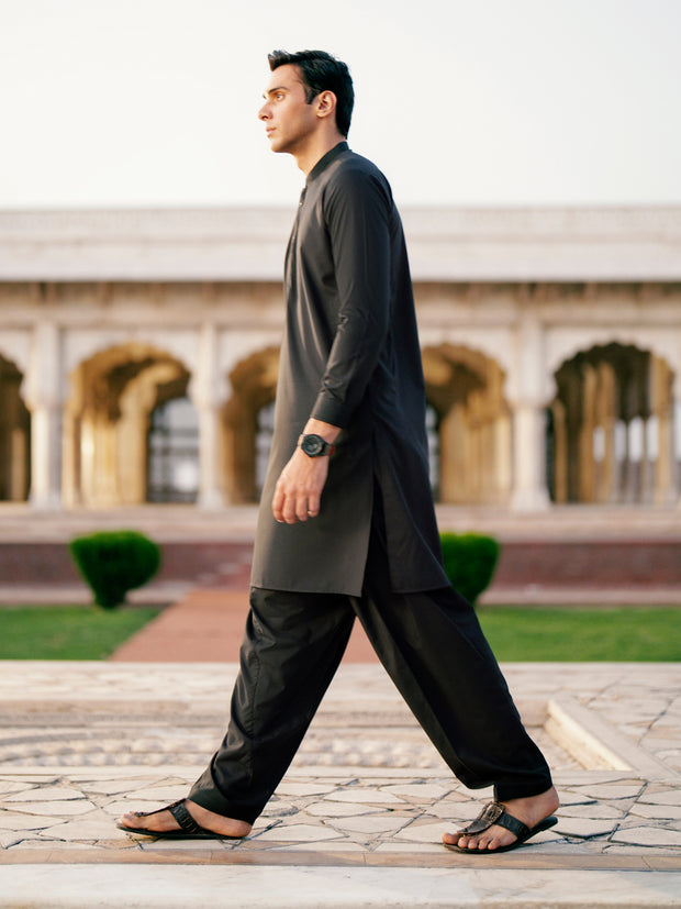 Black Blended Kameez Shalwar - AL-KS-3083 - Almirah Online