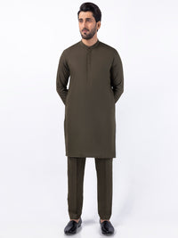 Olive Blended Kurta Trouser - AL-KT-3085