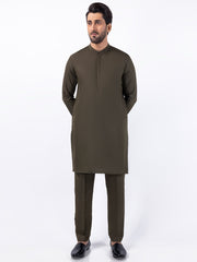 Olive Blended Kurta Trouser - AL-KT-3085 - Almirah Online