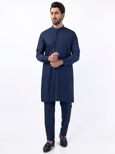 Navy Blue Blended Kurta Trouser - AL-KT-3086 - Almirah Online