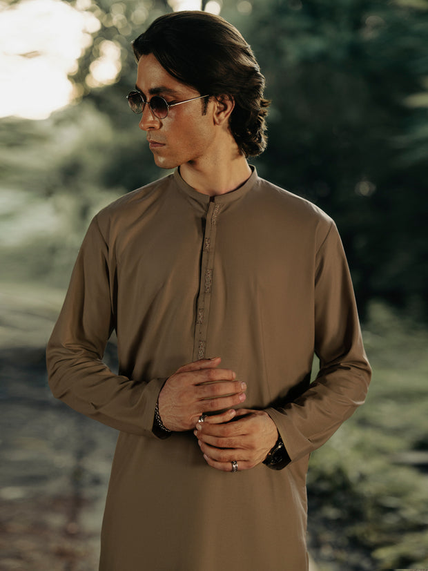 Olive Blended Kurta Trouser - AL-KT-3089