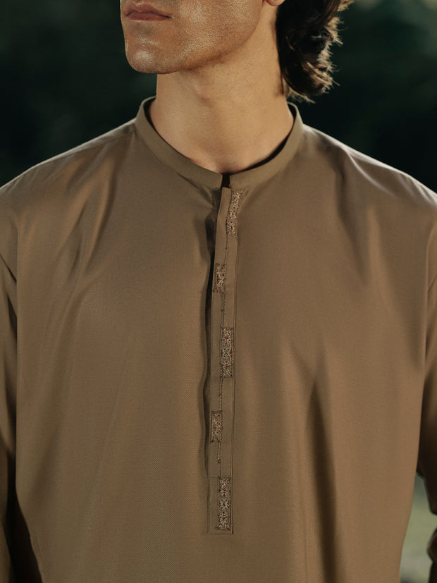 Olive Blended Kurta Trouser - AL-KT-3089