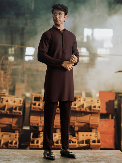 Dark Brown Blended Kurta Trouser - AL-KT-3091