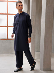 Dark Blue Blended Kameez Shalwar - AL-KS-3092