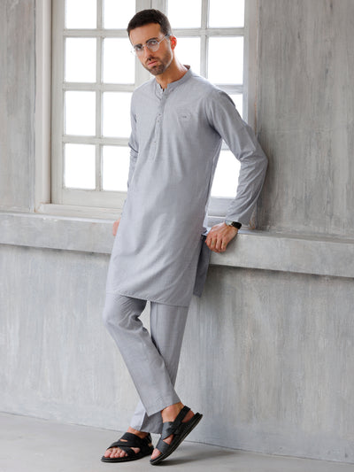 Ash Grey Blended Kurta Trouser - AL-KT-3100