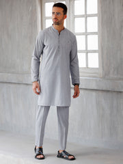 Ash Grey Blended Kurta Trouser - AL-KT-3100