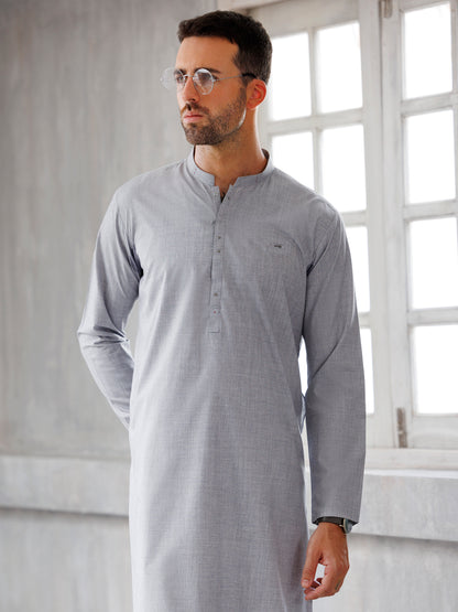 Ash Grey Blended Kurta Trouser - AL-KT-3100
